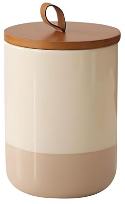 Gelory Food Storage Canister, Ceramic Jars with Airtight Wood Lids, Food Storage Jar for Flour Sugar Coffee Tea & Honey(27oz,800ml)