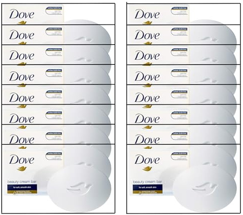 Dove Beauty Cream Bar Soap 16 Pack 90g |Moisturising Soap for Soft, Smooth Skin |Gentle Cleansing Formula Enriched with ¼ Moisturising Cream | Daily Use on Face, Body & Hands | Dermatologically Tested