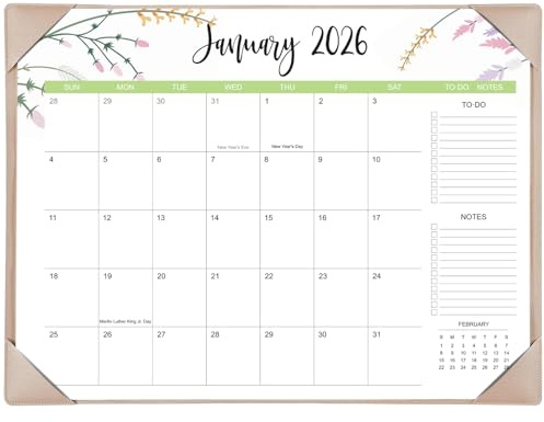 Desk Calendar 2026 with Desk Mat – 22 x 17 Large Desk Pad Calendar Runs from January 2026 to June 2027, Floral Design Desktop Calendar with To Do List, Personal Desk Calendar Planner for Home, Office