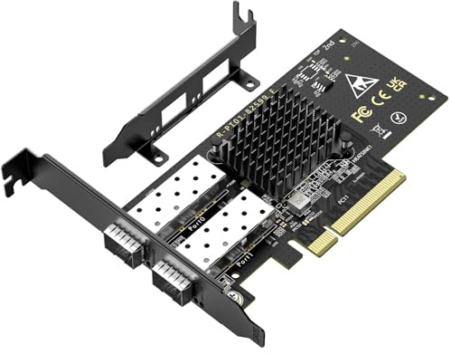 Carte réseau PCIe SFP+ 10 Gb avec double port SFP+ 10 Gbps, puce Intel 82599(X520-DA2), adaptateur LAN Ethernet VIMIN 10G prend en charge Windows 7/8/10/11/Linux/VMware, compatible avec PCI Express X8