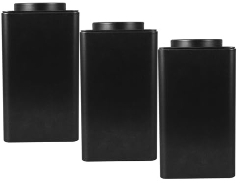 Healeved Juego de 3 Botes Organizadores de Té de Hojas Sueltas de Hojalata Latas Metálicas Cuadradas Tapa Acanalada de 126 MM Contenedores Multifuncionales para Almacenamiento en Cocina