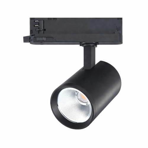 damastoreitalia Faretto LED per Binario Trifase 30W Orientabile Nero, 3250 Lumen, Fascio 38°, Luce Calda 3000K, Illuminazione Professionale per Negozi e Showroom (Luce Calda 3000K)