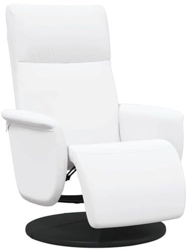 XHNIFBN Fauteuil de Massage Inclinable Pivotant Simili Cuir Blanc | Siège de relaxation avec dossier inclinable et repose-pieds réglable, idéal pour le salon ou le bureau.
