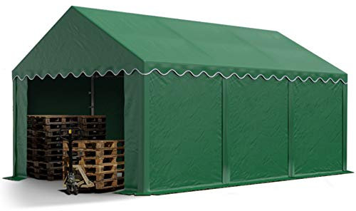 TOOLPORT Tente de Stockage 3x6 m Hangar, bâches en PVC 800 N imperméable abri de pâturage avec Cadre de Sol, Vert foncé