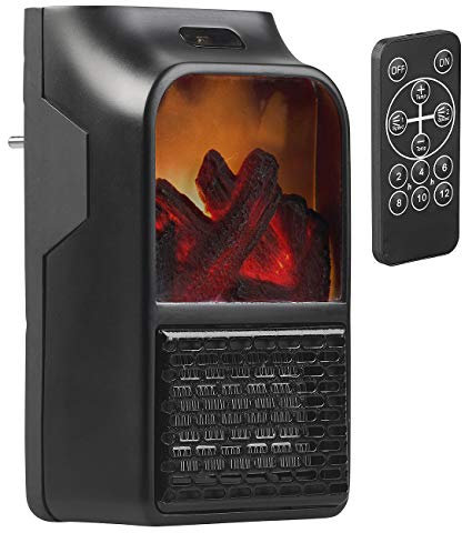Sichler Haushaltsgeräte Calefacción - Ventilador calefactor enchufe: Calefactor de enchufe, Efecto de fuego de chimenea, 500 vatios (Calentador, Mini Enchufes Calentador, Ventilador)