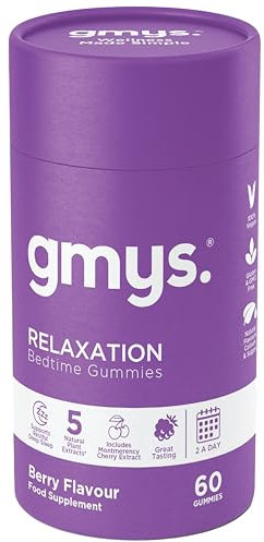 Gmys. - Relaxation Bedtime Sleep Aid - Montmorency Cherry Tart Extract and More - Sleep Gummies with a Calming Blend of L-Theanine, Chamomile, Lemon Balm and Lavender - 60 Gummies