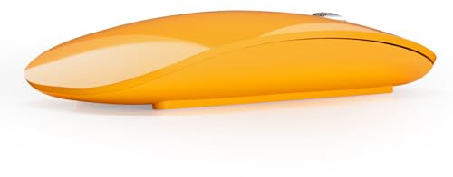 Uiosmuph Bluetooth Mouse, Rechargeable Wireless Mouse, Triple Mode (Dual Bluetooth+USB) Computer Silent Mice Portable with USB Receiver Type-C Adapter for Laptop/MacBook/iPad/PC (Orange)