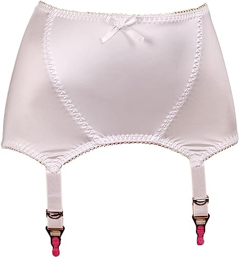 RABNZHDEO Reggicalze Sexy da Donna Cintura Reggicalze in Raso Vintage con 6 Cinghie Clip in Metallo per Calze Autoreggenti(White,XXL)