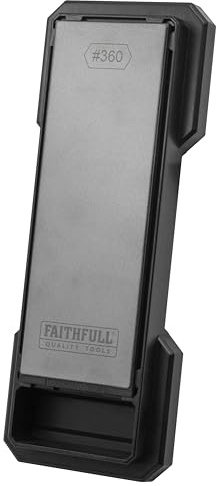 Faithfull Double-Sided Diamond & Ceramic Sharpening Stone Kit – 360G / 1200G Whetstone with Non-Slip Base & Oil Tray, Knife & Tool Sharpener for Chisels, Plane Irons & Blades – 190 x 65mm