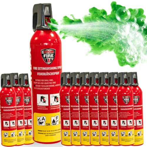 notlok Safety Work – 12x Mini Extintor Casa 750g sin Flúor, Seguro para la Piel | Clases A, F, E hasta 1000V | Extintores para Fire Extinguisher Home, Extintor Coche, Barco, Pequeño y Apartamento