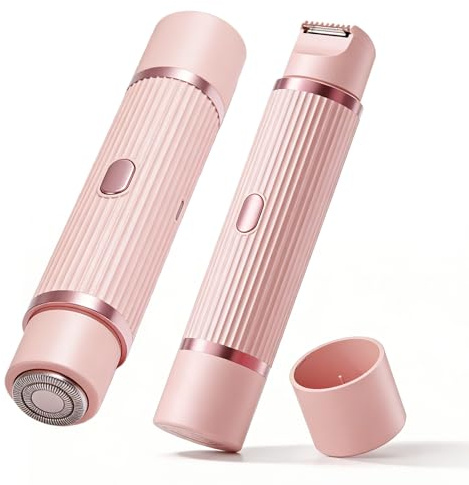 Maquinilla de afeitar íntima eléctrica para mujer, 2 en 1, mojado/seco, resistente al agua, recortadora de bikini para mujer, depiladora facial para mujer, para la cara púbica, axilas, piernas