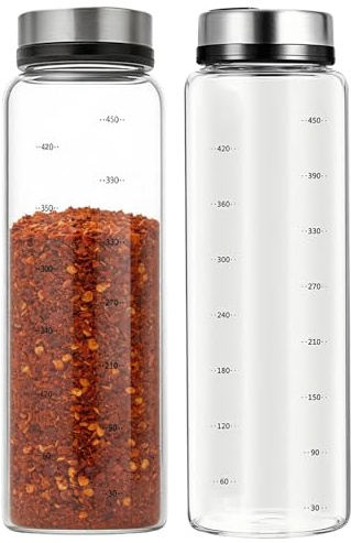 AXVRAV 2 Stück 500 ml Gewürzstreuer Glas mit Drehdeckel, Borosilikatglas Gewürzgläser Groß mit 3 Arten Gewürzlöchern, Salzstreuer & Gewürzdosen für Küche Kochen Esszimmer und Grillen im Freien