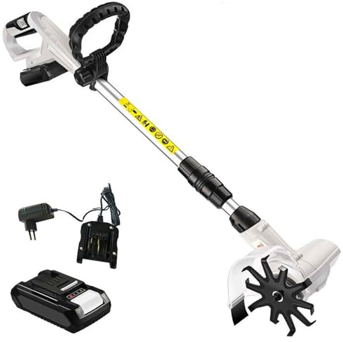 Scarificatore elettrico da giardino, coltivatore senza fili, con batteria ricaricabile da 2000 mAh, per la preparazione del terreno in orti e giardini
