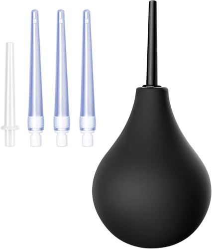 Anal Douche Enema Bulb Kit for Men & Women, 7.9oz Silicone Colon Cleansing Kit with 5 Comfortable Nozzles