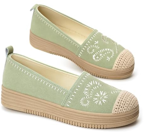GLAMORA Mocassini Donna Espadrillas Ballerine Slip On Senza Lacci Leggeri Traspiranti Punta Rinforzata Ricamo Elastico Suola Antiscivolo Scarpe Basse Comode Estate