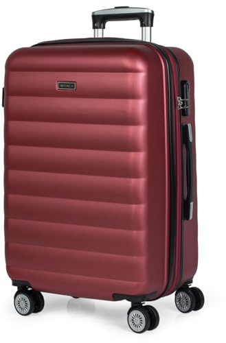 ITACA - Valigia Da Stiva Rigida Valigia Espandibile - Trolley Grande Con Ruote, Valigia 23kg Per Viaggi, Trolley Da Stiva Resistente. Lucchetto a Combinazione, Granata