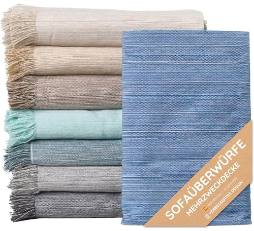 Trapunta Multiuso: Divano Scozzese, Coperta Foulard, Copriletto, Foulard per Divani in Cotone e Altre Fibre Finitura di Qualità Fatto in Spagna. Telo Copridivano (Blu Mèlange 02, 230x260cm)
