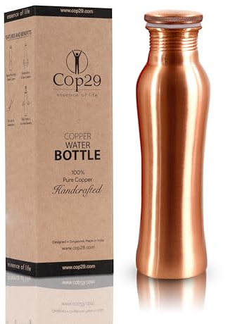 COP29 Handgemachte Fairy Wasserflasche aus reinem Kupfer: EIN ayurvedisches Kupfergefäß, Geschenkverpackung - 900 ml (Matt Beenden)