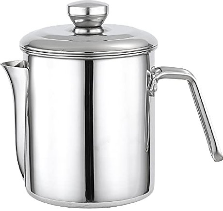 Fettabscheider Kanne Für Soßen SUS Edelstahl 1.8 Liter Küche Küchenprofi Gastronomie Öl Suppe Sieb Tasse Mit Deckel Und Pinsel Fetttrennkanne Fetttrenner 1800ML