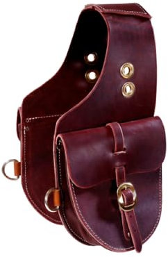 EQUIGEAR Western-Leder-Satteltasche für Pferde | Reitvergnügen Wanderritt geeignet für Reiten und Fassrennen | Satteltasche mit verstellbarem Riemen GRÖSSE: 10X10X3 SA-55