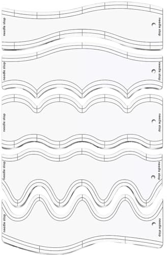 Willoghsa 5 Stück Acryl-Wellenlineal, Quilt-Schablonen, DIY-Zeichenvorlage, Maßschneider-Lineal, Weiches Patchwork-Lineal