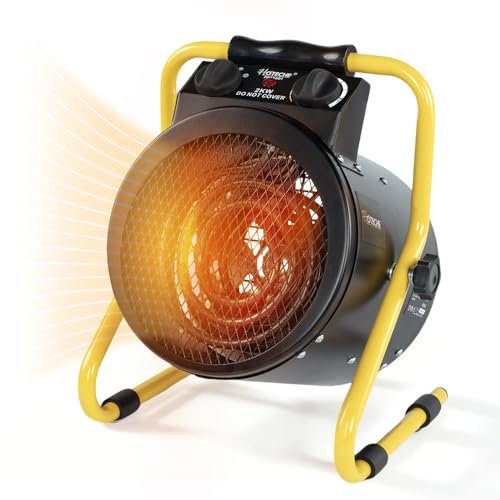 Hoteche Elektrische Heizung 2000W Heizlüfter - IPX4 Wasserdichtes Heizgerät für Baustellen, Indoor& mehr, 293m³/h Luftstrom, Einstellbarer Thermostat, Überhitzungsschutz, Robustes Metallgehäuse