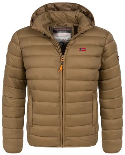 Geographical Norway Herren Winter Jacke warm gefüttert Parka Steppjacke Outdoor gesteppt, Farbe:Taupe, Größe:3XL