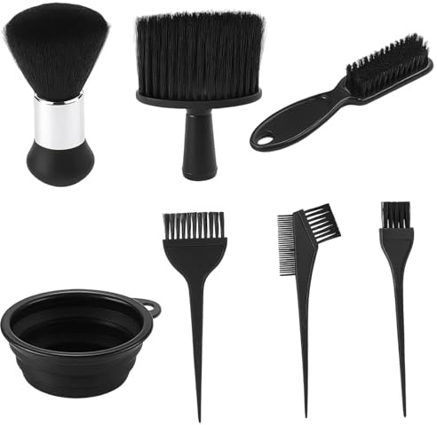 7-teiliges Friseurbürsten & Haarfärbepinsel Set – Friseurbürste, Nackenpinsel, Haarpinsel, Färbepinsel, Farbbehälter – Barber Zubehör für Friseursalon & DIY Haarstyling