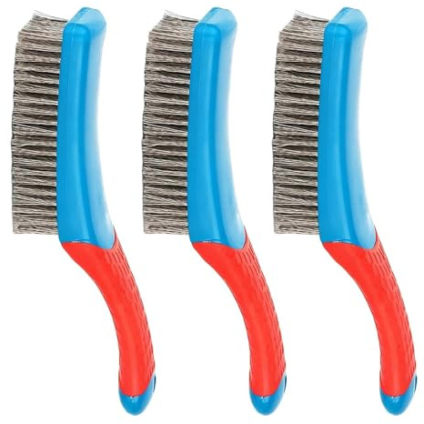 3 Pcs Stainless Steel Wire Brushes, Heavy Duty Metal Hard Bristle Brush, Wire Brushs for Cleaning Rust BBQ Grill Kitchen Industrial Paint and Welding Slag