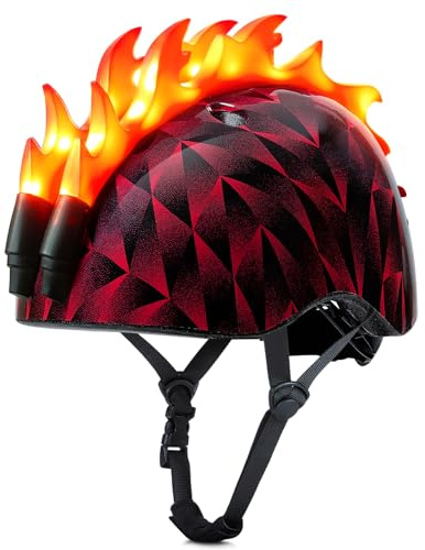 EllaSeek Casque de vélo pour enfants avec lumières LED Mohawk, casque réglable pour tout-petits de 3 à 8 ans, pour garçons et filles, pour vélo, trottinette et skateboard