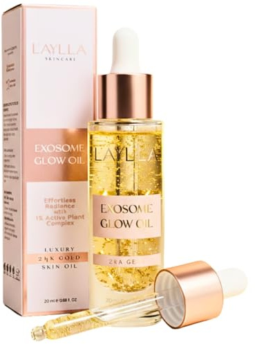 L'AYLLA Exosome Glow Oil – strålande ansiktsolja med exotiska exotiska 24K Gold, Plant Stem Cell, | För slätare, välvårdad och omedelbar – lysande hud | Vegan & Swiss Sourced