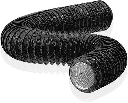 HG Power 100mm Ducting Length 5m PVC Aluminium Flexible Ventilation Duct Tumble Dryer Vent Hose with Clamps for Hydroponics Extractor Fan, Cooker Hood, Bathroom, Toilet, Black