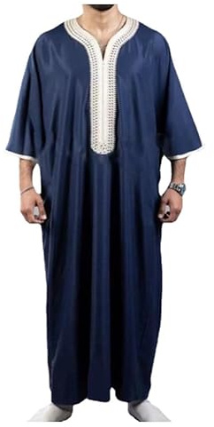 Greatfool Kaftano Uomo con Finiture di Alta qualità - Vestito Arabo Uomo in Stile Kaftan Marocchino discreto e Raffinato - L