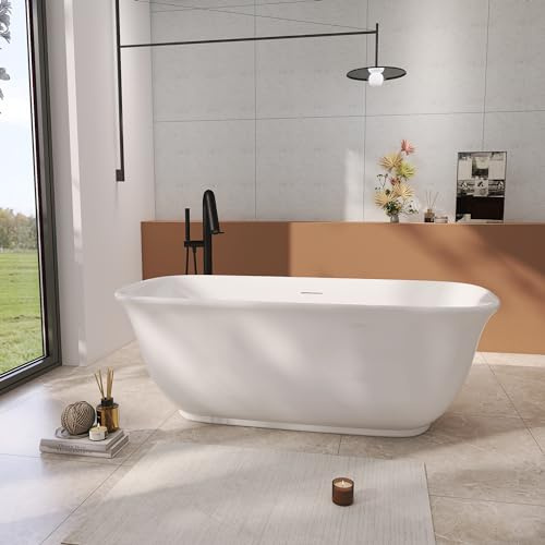 Adecab 67 Acrylic Freestanding Bathtub, Soaking Tub for Bathroom, Stand Alone Tub, cUPC Certified, Integrated Overflow and Drain, Gloss White