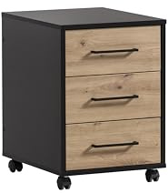 Schildmeyer Rollcontainer Aino 155695, Artisan Eiche Dekor/schwarz matt, 40 x 50 x 57 cm