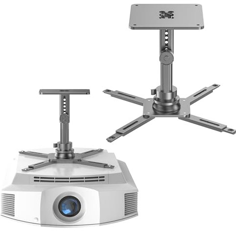 Perfectisan Support de plafond pour projecteur avec hauteur réglable et bras extensibles, matériau en alliage d'aluminium – Ne rouille pas, support de projection adapté pour terrasse, extérieur,