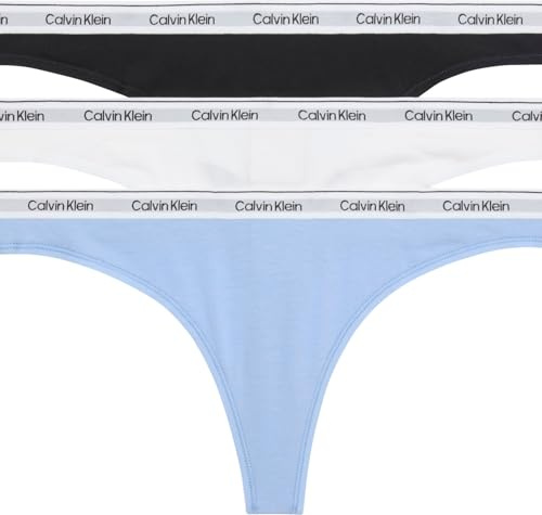 Calvin Klein Braguitas Tipo Tanga Pack de 3 Mujer Thong Ropa Interior, Multicolor (Black/White/Frozen Fjiord), XL