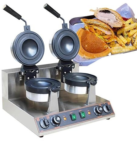 Máquina para hacer gofres con relleno de helado, máquina para hacer gofres para hamburguesas de 1300 W, máquina para hacer gofres con helado, máquina eléctrica para hacer gofres con cono de