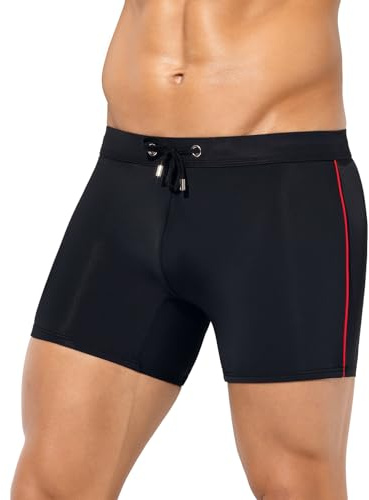 Mauro Kane Baddräkt för män boxer med justerbar dragsko badshorts badshorts badbyxor pool, A1-svart, XL