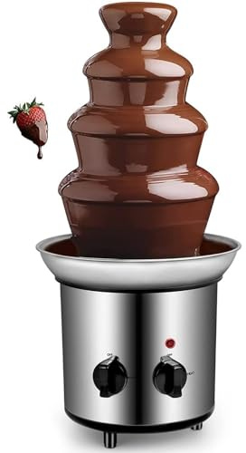 4 Tier Electric Chocolate Fountain Melting Machine, 170W Large Fondue Maker Set with Nostalgia Design, Universal 220V for Party Banquet Events (AA)