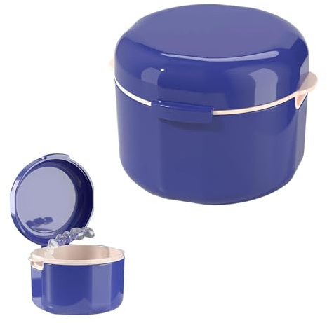 Récipient pour Appareil Dentaire, 1 pièce Boite pour Appareil Dentaire, Boite A Dentier Adulte, Boite Dentier Adulte, Boite Dentier, pour le Stockage et le Trempage des Protège-Dents (Bleu)