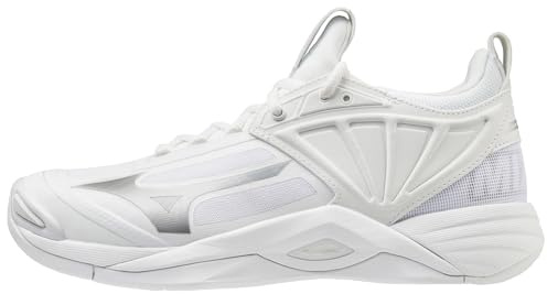 Mizuno Women's 2 Wave Momentum Chaussures de Volley-Ball pour Femme 12, Blanc/argenté, 44.5 EU