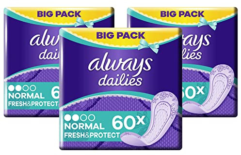 Always Dailies Fresh & Protect Lot de 3 protège-slips normaux, 60 par paquet