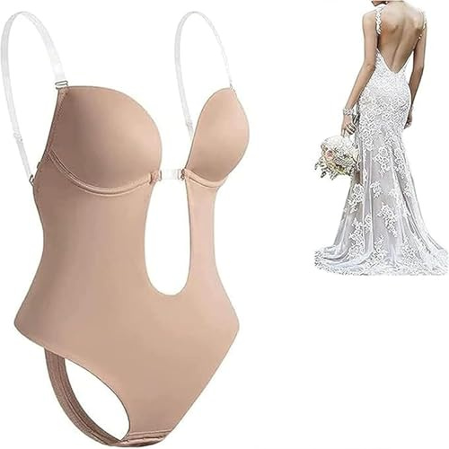 CUEYU Femmes dos nu profond V - neck bustier moulant Body Set moulant