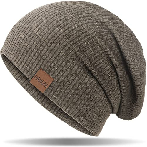 HAMUNI Bonnet pour Femme Slouch Beanie Bonnet pour Homme Élastique Doux Confortable en Jersey Bonnets Longbeanie Classique Mode parfait pour le Printemps Automne et Hiver, vert, Taille unique