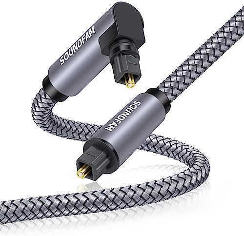SOUNDFAM Optical Audio Cable 90 Degree Optical Cable for Soundbar to TV - Grey-3M