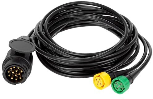 QWORK® Cable de Remolque de 5m con Enchufe de 13 Pines y 2 Conectores de Bayoneta - Kit de Arnés de Cableado para Luces Traseras de Remolque