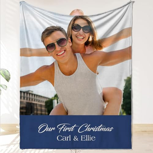 Rainsar Personalisierte Decke, Fotodecke Selber Gestalten, Decke Bedrucken Lassen mit Foto, Geschenke für Paare, Fotogeschenke für unser erstes Weihnachtsfest