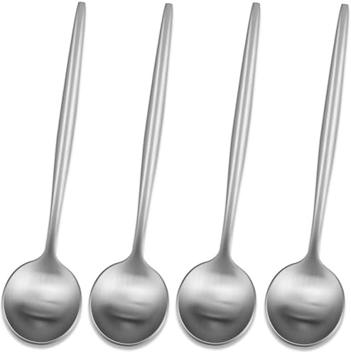 Cucchiaini da tè da 5,1 pollici, SS18/10 cucchiaini da caffè con finitura satinata, piccolo cucchiaio Demitasse per espresso, mini cucchiaio per mescolare per dessert, set di 4 cucchiaini rotondi