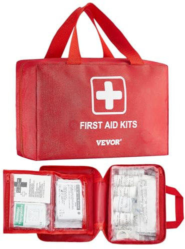 VEVOR Kit di Pronto Soccorso 500 pezzi Borsa di Pronto Soccorso di Emergenza Borsa in Nylon 600D, Forniture Mediche di Emergenza per Casa, Auto, Barca, Ufficio, Viaggi, Campeggio, Camion, Sport